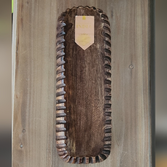 🌍 Rustic Brown Wooden Tray – Handcrafted in India 3-Compartment Organizer cute - Picture 9 of 16